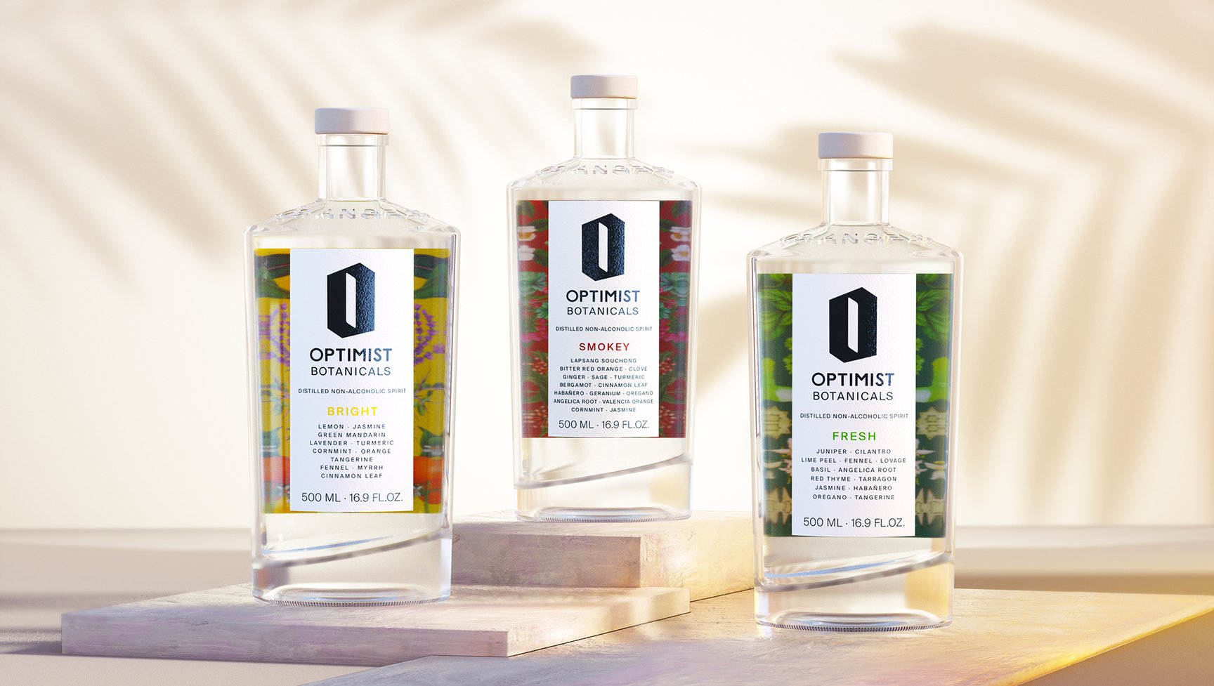 不含酒精的酒，Optimist Botanicals包裝設計欣賞
